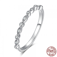 Authentic 925 Sterling Silver Dazzling AAA Zirconia Stackable Ring for Women Wedding Jewelry Girlfriend Gift SCR084 RING-0130