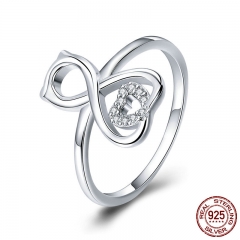 925 Sterling Silver Love Cat With Heart Rings for Women Dazzling Cubic Zircon Wedding Engagement Jewelry Anel SCR417 RING-0460