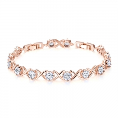 4 Colors Clear CZ Gold Color Bracelets for Women Elegant Tennis Chain Link Women Bracelet Fine Silver Jewelry YIB043 FASH-0127