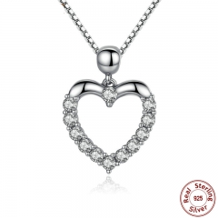 New Authentic 925 Sterling Silver Female Heart Pendant Necklace High Quality Fashion Necklace Accessories SCN025 NECK-0008
