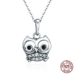 Authentic 100% 925 Sterling Silver Animal Cute Owl Necklace Women Pendant Necklace Sterling Silver Jewelry SCC341 NECK-0112