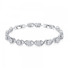 Trendy Silver Color Clear CZ Bracelets for Women Classic Tennis Chain Link Women Bracelet Fine Silver Jewelry YIB045 FASH-0128