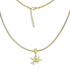 collar de eslabones cubanos chapado en oro de acero inoxidable para mujer  PSS236