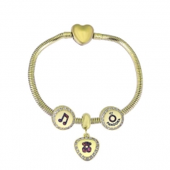 Brazalete de charms chapen oro de corazón de acero inoxidable para mujeres XK3491