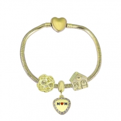 Brazalete de charms chapen oro de corazón de acero inoxidable para mujeres XK3497