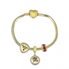 Brazalete de charms chapen oro de corazón de acero inoxidable para mujeres XK3547