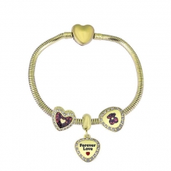 Brazalete de charms chapen oro de corazón de acero inoxidable para mujeres XK3487