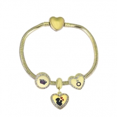 Brazalete de charms chapen oro de corazón de acero inoxidable para mujeres XK3532