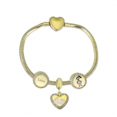 Brazalete de charms chapen oro de corazón de acero inoxidable para mujeres XK3534