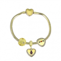 Brazalete de charms chapen oro de corazón de acero inoxidable para mujeres XK3528