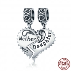 100% 925 Sterling Silver Mother and Daughter Love Forever Pendant Charms fit Bracelets Necklace Jewelry Making SCC427 CHARM-0364