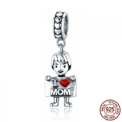 100% Authentic 925 Sterling Silver I Love Dad Lovely Boy Charm Pendant fit Charm Bracelet & Necklaces Jewelry SCC691 CHARM-0736
