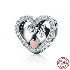 Romantic Genuine 925 Sterling Silver Promise For Love Heart Beads fit Original Charm Bracelet DIY Jewelry Gift SCC167 CHARM-0335