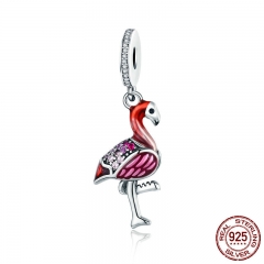 Trendy New 925 Sterling Silver Hot Red Bird Enamel Charms Pendant Fit Charm Bracelets & Necklaces Chain Jewelry SCC804 CHARM-0835