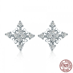 New Arrival 100% 925 Sterling Silver Dazzling CZ Geometric Stud Earrings for Women Sterling Silver Jewelry SCE350-1H EARR-0365