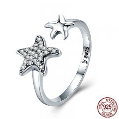 100% 925 Sterling Silver Trendy Star Sparkling Crystal CZ Finger Rings for Women Wedding Engagement Jewelry Gift SCR376 RING-0413