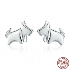 Hot Sale 925 Sterling Silver Statement Paper Puppy Dog Small Stud Earrings for Women Sterling Silver Jewelry Gift SCE340 EARR-0347