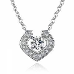 New Heart Pendant Silver Color Crystals Necklace Women White Gold Women Engagement Accessories YIN054 FASH-0101