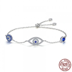 Hot Sale 100% 925 Sterling Silver Blue Eyes Link Women Bracelets for Women Sterling Silver Jewelry Making Gift SCB089 BRACE-0117