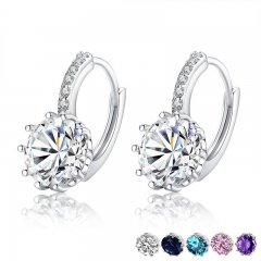 Trendy Genuine Silver Color Round Hoop Earrings with AAA Zircon For Women Jewelry Gift YIE083 FASH-0068