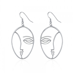 Popular New Silver Color Hyperbole Abstract Face Dangle Drop Earrings for Women Fashion Earrings Jewelry YIE112 FASH-0120