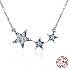 Genuine 100% 925 Sterling Silver Luminous CZ Star Secrets Pendant Necklaces for Women Sterling Silver Jewelry Gift SCN215 NECK-0144