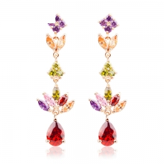 Gold Color Gold Unique Dangle Earrings with Multicolor AAA Zircon Stone Engagement Jewelry JIE021 FASH-0017
