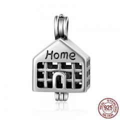 100% 925 Sterling Silver Sweet Home House Cage Pendant Fit Chain Necklaces for Women Authentic Silver Jewelry SCP006 CASE-0004