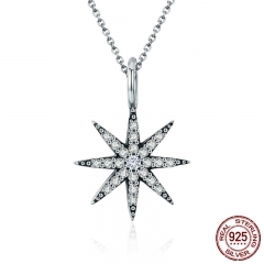 Genuine 100% 925 Sterling Silver Sparkling Star Dazzling CZ Pendant Necklaces for Women Sterling Silver Jewelry SCN204 NECK-0149