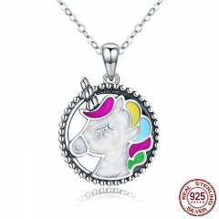 Trendy 925 Sterling Silver Pendant Memory Colorful Enamel Necklaces for Women Silver Necklace Jewelry Gift SCN266 NECK-0191
