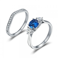 Elegant Silver Color Blue Dreamland Clear CZ Crystal Geometric Rings for Women Wedding Engagement Jewelry YIR189 FASH-0121