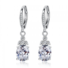 New Authentic White & Blue Crystal Anti-allergic Environmentally Fashion Copper Zircon Jewelry Drop Earring YIE096 FASH-0079