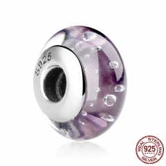 925 Sterling Silver Purple Murano Beads European Glass Beads Fit DIY Bracelets Necklace Beads & Jewelry Makings SCZ001 CHARM-1008