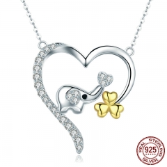 New Trendy 100% 925 Sterling Silver Animal Little Elephant in Heart Shape Pendant Necklaces Women Silver Jewelry SCN247 NECK-0179