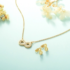 Fabricación de joyas para damas, Conjunto de joyas de acero inoxidable 18k Gold precio economico XXXS-0228