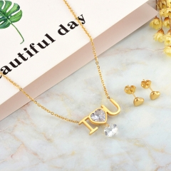 Conjunto de joyas chapadas en oro de acero inoxidable de moda para mujer XXXS-0521