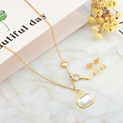 Conjunto de joyas chapadas en oro de acero inoxidable de moda para mujer XXXS-0533