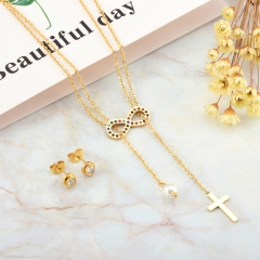 Conjunto de joyas chapadas en oro de acero inoxidable de moda para mujer XXXS-0569