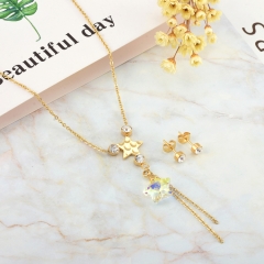 Conjunto de joyas chapadas en oro de acero inoxidable de moda para mujer XXXS-0557