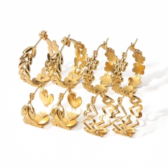 moda Pendientes Joyas de acero inoxidable chapadas en oro ES-2454