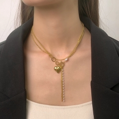 Joyas chapadas en oro Collar en Acero Quirúrgico NS-1427