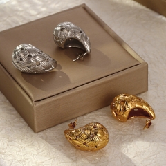 Pendientes llamativos de lujo para mujer chapados en oro de acero inoxidable   ES-2948