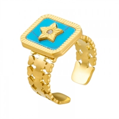 Anillos de dedo de oro con diamantes de imitación de acero inoxidable para mujer   RS-1615