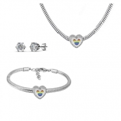 Conjunto joyas con pendientes para pulseras collar de acero inoxidable PDS223
